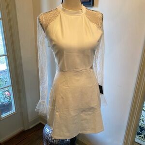 Elegant White Lace Sleeve Dress